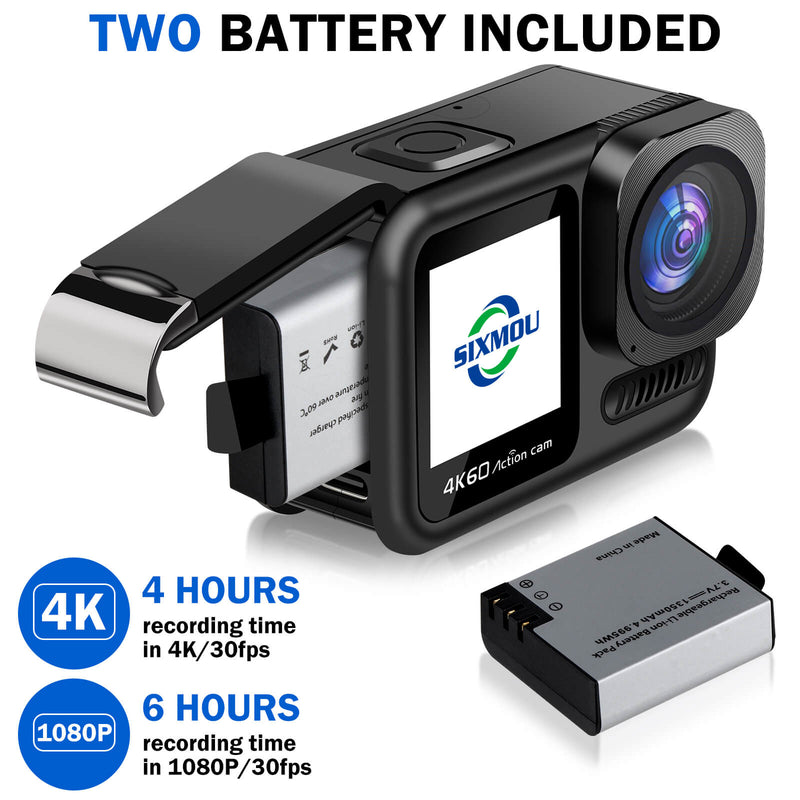 SU8 4K 60fps Underwater 66ft Waterproof Action Camera with Image Stabilization,Timelapse Record, Prerecord,8X Zoom,170° Wide Angle, Two Screen,Sports Video Camera with WiFi (Only Ship to the US))