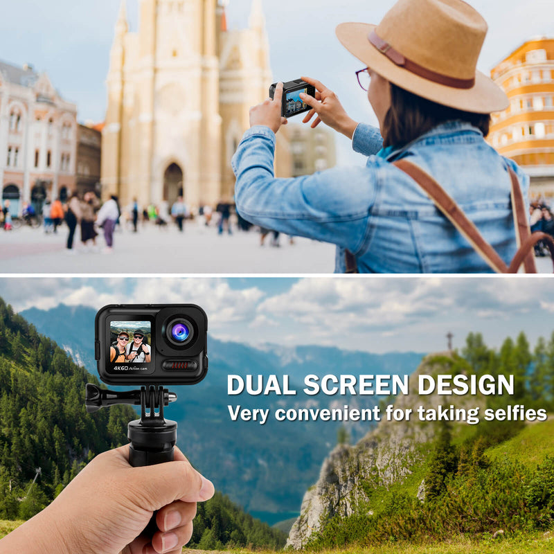 SU8 4K 60fps Underwater 66ft Waterproof Action Camera with Image Stabilization,Timelapse Record, Prerecord,8X Zoom,170° Wide Angle, Two Screen,Sports Video Camera with WiFi (Only Ship to the US))