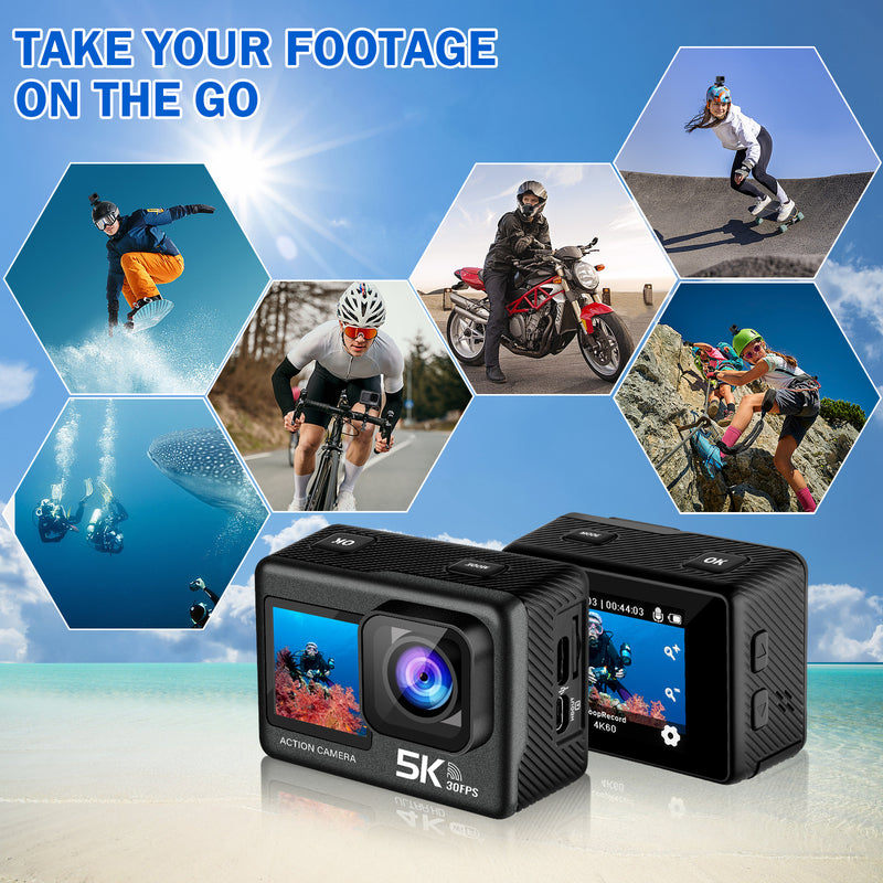 SU7 4K 60fps Action Camera with Dual Screen,Remote Control,Image Stabilization, Outdoor Sports Underwater Video Camera for Diving,Skiing,Motorcycle and Bike Helmet Camera(Only Ship To US))