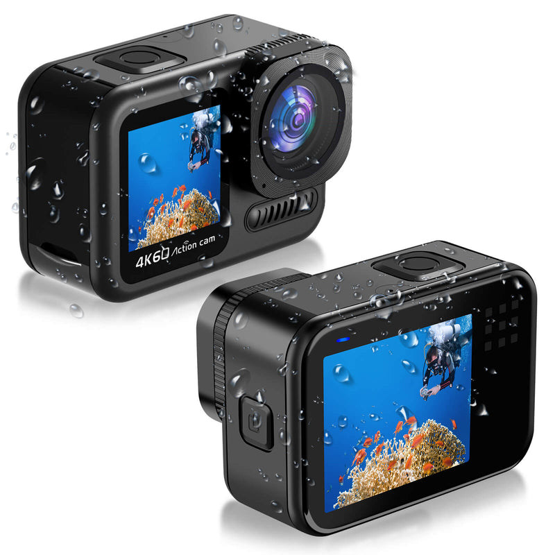 SU8 4K 60fps Underwater 66ft Waterproof Action Camera with Image Stabilization,Timelapse Record, Prerecord,8X Zoom,170° Wide Angle, Two Screen,Sports Video Camera with WiFi (Only Ship to the US))