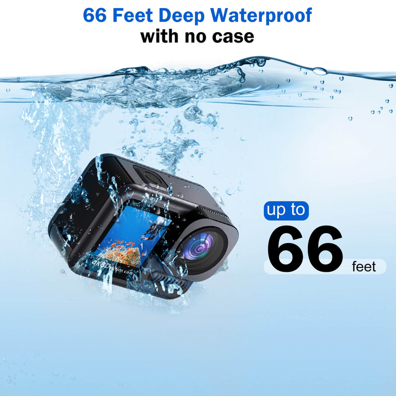 SU8 4K 60fps Underwater 66ft Waterproof Action Camera with Image Stabilization,Timelapse Record, Prerecord,8X Zoom,170° Wide Angle, Two Screen,Sports Video Camera with WiFi (Only Ship to the US))